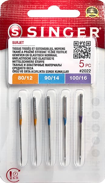 Иглы для оверлоков №80-100 Singer 2022 (500) 5шт