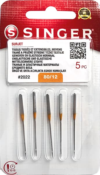 Иглы для оверлоков №80 Singer 2022 (501) 5шт