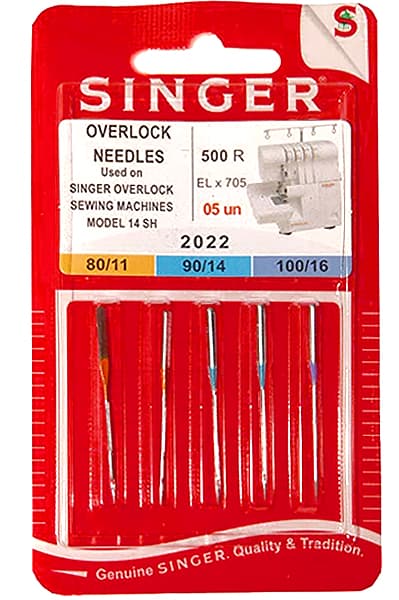Иглы для оверлоков №80-100 Singer 2022 500R 5шт