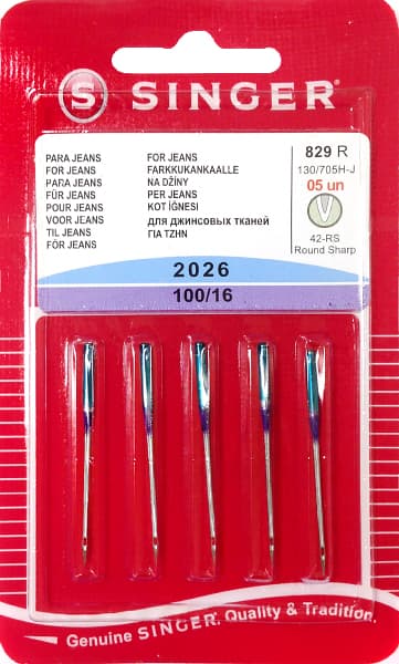 Иглы для джинсы №100 Singer 2026 829R 130/705H-J 5шт